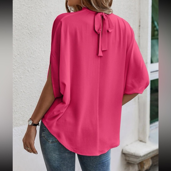 Boho tie back batwing sleeve top - Picture 4 of 14